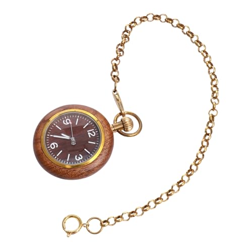 Montre gousset mouvement quartz en bois d'ébène au style rustique pour costume et quotidien