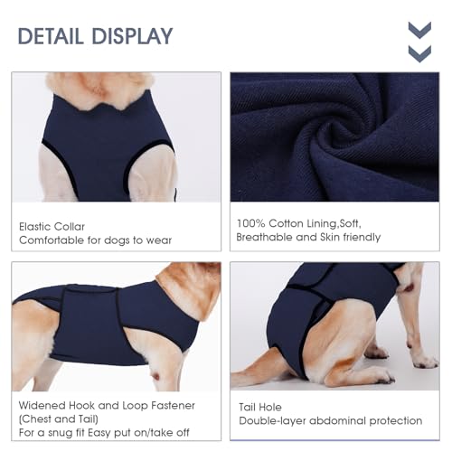 Image of Nanaki Recovery Suit for Dogs-Onesie for Surgery Male Female Spay /Neuter, Bodysuit Abdominal Wounds Bandages,E-Collar Alternative Prevent Licking, Soft Protective Post-Op Wear Pet Pajamas, S