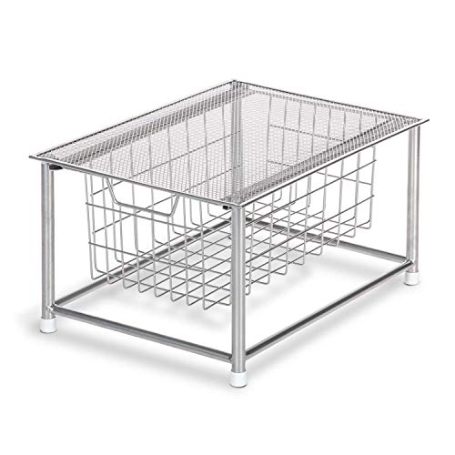 Home Zone Living Under Bathroom Sink Organizer – Sliding Basket, Inside Cabinet Storage