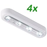Danibos DIY Stick-on 4-led Touch Tap Light Push Light, LED Night Light for Closets, Attics, Garages, Car, Sheds, Storage Room (4, Random Color,White or Silver)