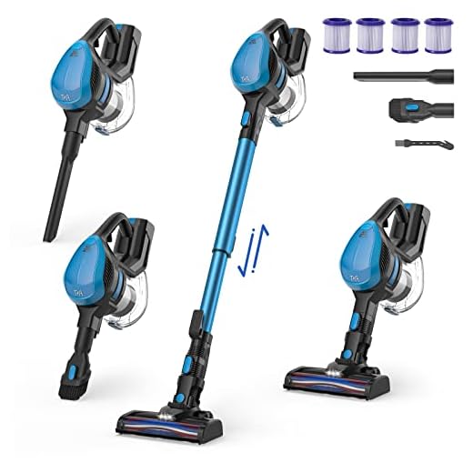 TMA Cordless Vacuum Cleaner, 25KPA Powerful Lightweight Stick Vacuum Cleaner with 35 Mins Detachable Battery, 6-in-1 Handheld Vacuum Cleaner with 4 HEPA&1.3L Dust Cup for Hard Floor&Pet Hair T180