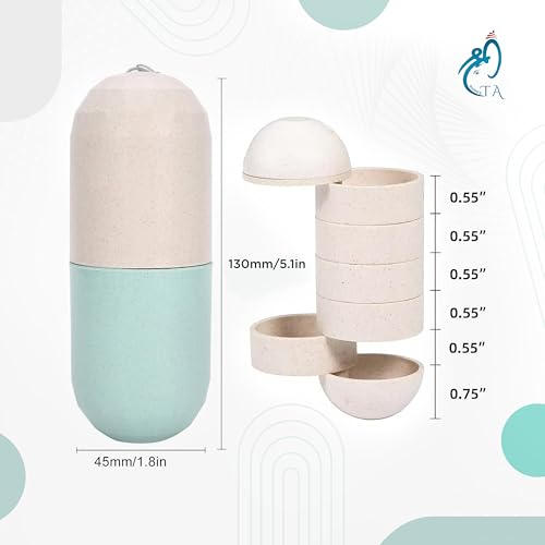 Image of Pill Organiser-Capsule Shape Medicine Case 7 Day Pill Box Weekly Medicine Case,7 Grids Sealed Rotatable Damp Proof Cute Pill Organizer for Hold Vitamins, Fish Oil, Supplements and Medication
