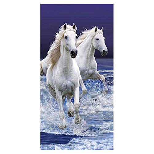 Strandtuch Paar weiße Pferde Hat Meer Handtuch, Frottee, Velours Fotodruck 75 x 150 cm