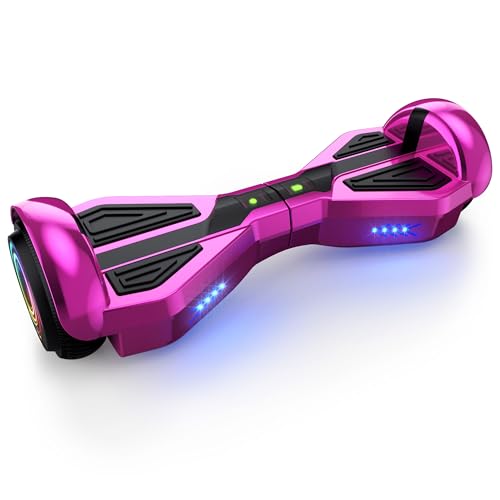 Starship Hoverboard with Bluetooth Speaker, Chrome Color Self Balancing Scooters with Science Fiction Design and 6.5 inch LED Wheels (Chrome Pink)