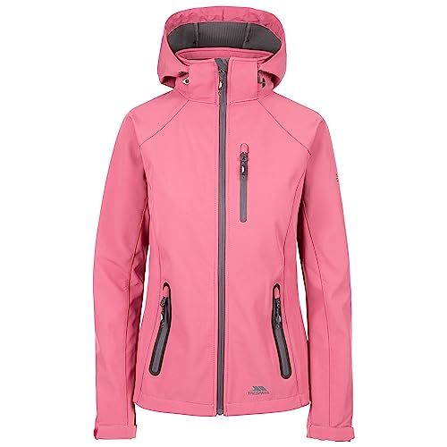 Trespass Womens Softshell Jacket Bela II - Waterproof: 8000mm, Breathable: 3000mvp, Windproof, 3 Low Profile Zip Pockets, Chin Guard, Contrast Zips, Adjustable Zip-Off Hood