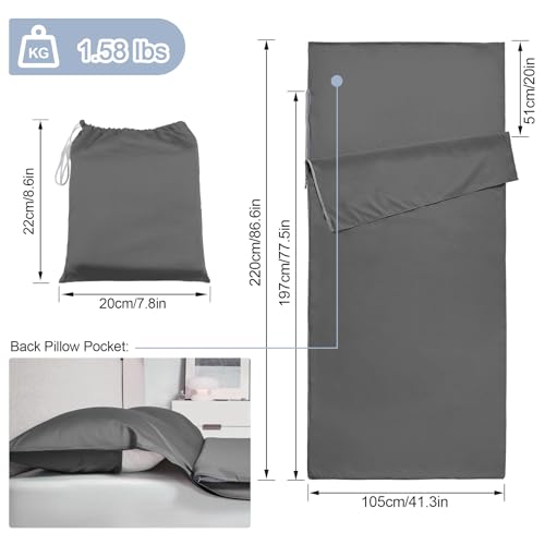 BREENHILL Sleeping Bag Liner,Long Staple Cotton, Adult Sleep Sack & Travel Sheets,Travel Sleep Sack for Backpacking, Hotels & Hostels Lightweight Travel Sheet Camping Sheets,Has Full Length Zipper