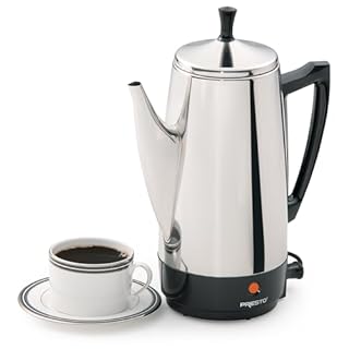 Presto 02811 Stainless Steel Electric Coffee Percolator - 12-Cups, Easy-Pour Spout, Stay-Cool Handle, Make 2-12 Cups