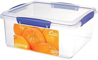 Sistema KLIP IT Food Storage Container | 5 L | Airtight & Stackable Food Container with Clip-Close Lid | Clear with Blue Clips