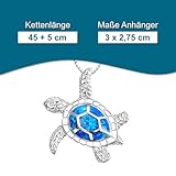 aninu Schildkröten-Halskette 925 Silber – Meeresschildkröten-Patenschaft mit Tracking-App, Silberkette Damen Turtle Anhänger, Sterling Silber Schmuck Geburtstag Muttertag Geschenk