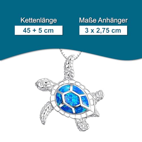 aninu Schildkröten-Halskette 925 Silber – Meeresschildkröten-Patenschaft mit Tracking-App, Silberkette Damen Turtle Anhänger, Sterling Silber Schmuck Geburtstag Muttertag Geschenk
