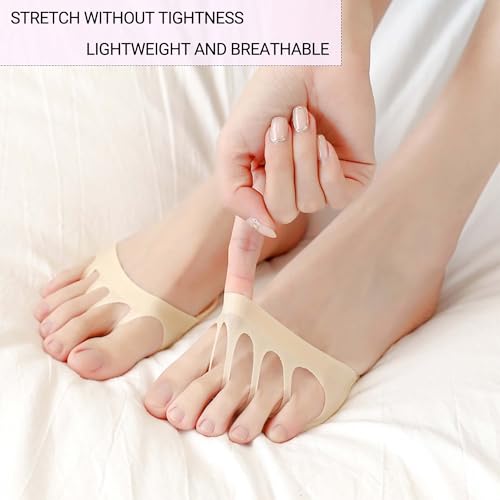 Image of SooGree Ball of Foot Cushions Honeycomb Fabric Metatarsal Pads Invisible Socks Pads for Women and Men Reusable Forefoot Pads (5 Pairs-Beige /5 Pairs-Gray)