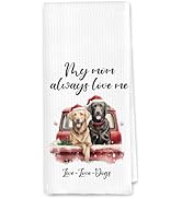 DSHFG Christmas Dog Mom Kitchen Towels Gifts for Women Dog Lovers, Live Love Dogs Dish Towels for...