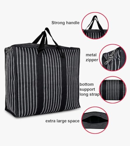 Image of BAZERA Bags Multipurpose Extra Large Big Heavy Duty Storage Organizer Reusable Canvas Shopper Bag with Strong Handles and Base with Covers Zip