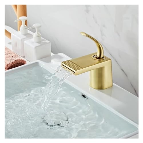 Grifos de lavabo montados en cubierta estilo cascada para baño de latón