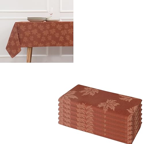 PurpleEssences Rustic Damask Maple Leaves Fall Table Cloth (60x84 Inch