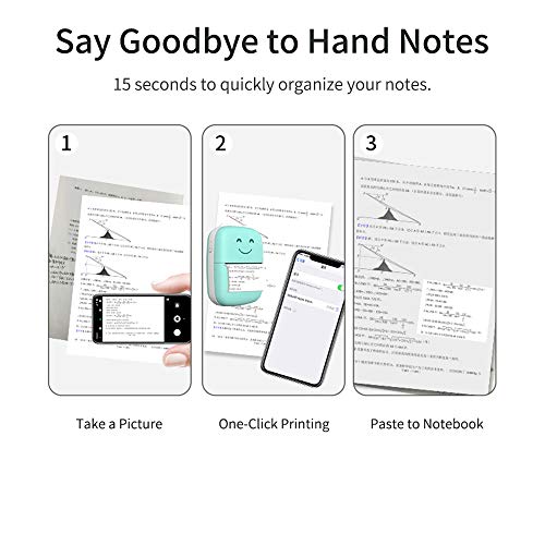 Queenser Mini impressora térmica portátil Impressora sem fio BT de 203dpi com 1 rolo de papel térmic