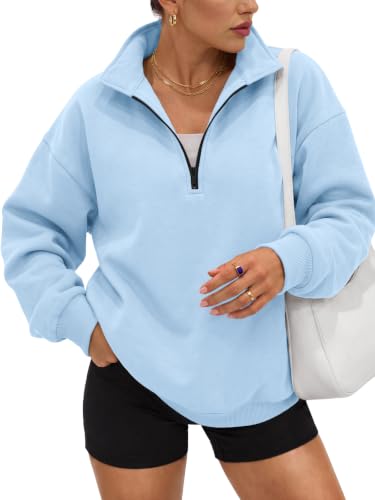 Image of Trendy Queen Women's Oversized Sweatshirts Half Quarter Zip Fleece Sweaters