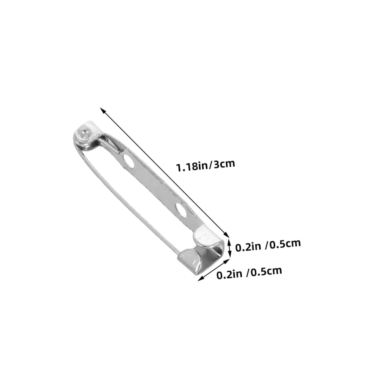 KALLORY Flat Back Safety Pins Secure Locking Backs 60pcs Silverplated Metal Pins for DIY Jewelry Making