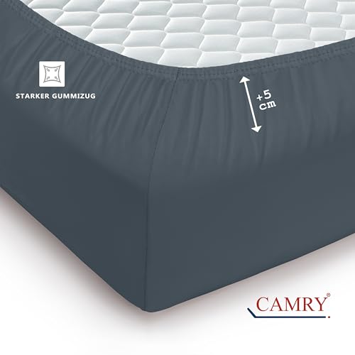 Camry Spannbettlaken 180x200cm - 200x200cm Grau Baumwolle Bettlaken Jersey Spannbetttuch Oeko-Tex – Ansicht 4