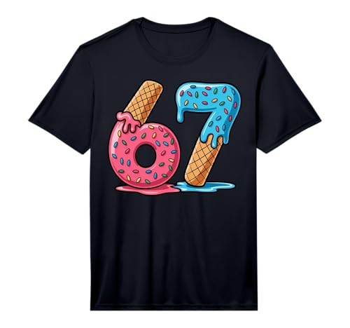 Six Seven Ice Cream Drip Cool Meme 67 Funny Number Performance T-Shirt