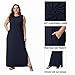 OLRIK Womens Casual Fashion Sleeveless Plus Size Loose Long Maxi Dress with Pockets Navy Blue-3X