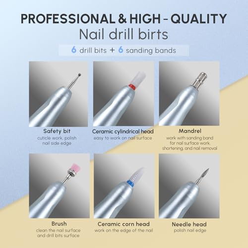 Aokitec Broca de Unha Portátil Profissional-Máquina de Broca de Unha Elétrica Recarregável de 35000