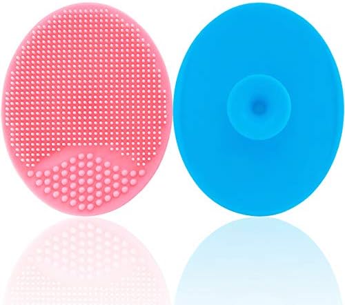 Baby Bath Silicone Cradle Cap Brush/Exfoliating and Massaging Brush/Soft Kids Washcloth (Blue + Pink)