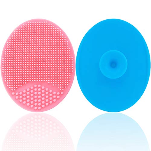 Baby Bath Silicone Cradle Cap Brush/Exfoliating And Massaging Brush/Soft Kids Washcloth (Blue + Pink) #TOP1