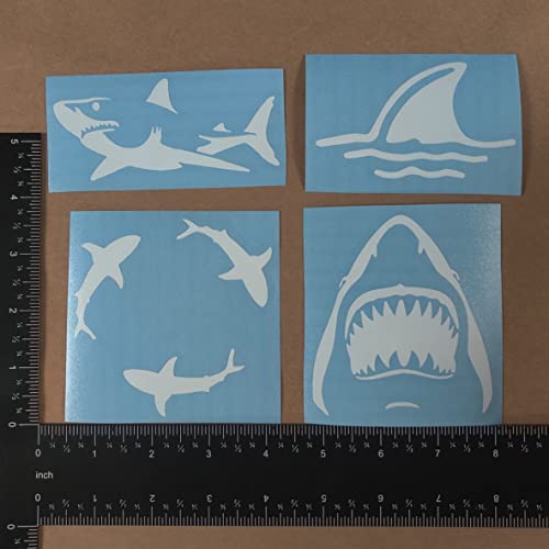 Shark Decals 4 Pack: Detailed Shark, Sharks Circling, Shark Fin, Shark Surfacing (White, Small ~3.5") by Slaced - Used condition - Image 4