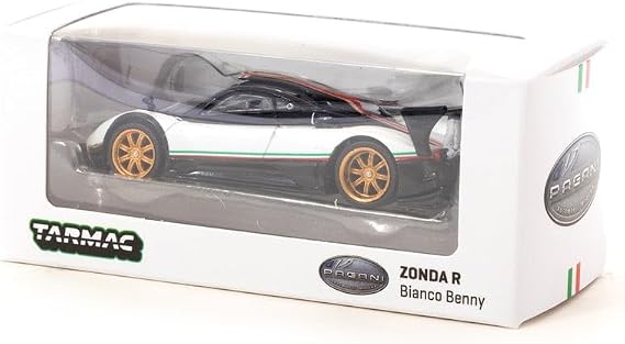 Pagani Zonda R Bianco Benny White and Black Global64 Series 1/64 Diecast Model Car by Tarmac Works T64G-TL015-WH