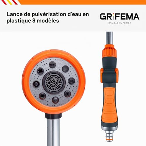 GRIFEMA GE1305, Pistolet arrosage 8 modèles réglables, Pistolet de pulvérisation allongé avec débit d'eau contrôlable, lavage de voiture, nettoyage de cour, arrosage du jardin, Exclusivité Amazon – vue 4
