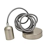 Puissance absorbée 60W Vision-EL 75011 Suspension Douille E27 Metal M006 Cylindre Rond Brosse Nickel 2, (Câble 2M