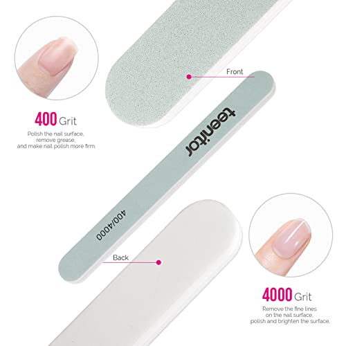 Teenitor Nail Polish Gel Remover Tools Kit With Nail Clips Nail Remover Pads Cuticle Pusher Nail Brushes Nail File Grits 120/180 Buffer Block Grits 400/4000, 6 Pack #TOP4