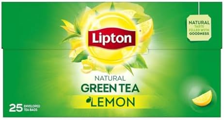 Lipton Green Tea Lemon, 25 Lipton Tea Bags, New Improved Tea Formula, Stronger Lemon Flavor, Source of Flavonoids