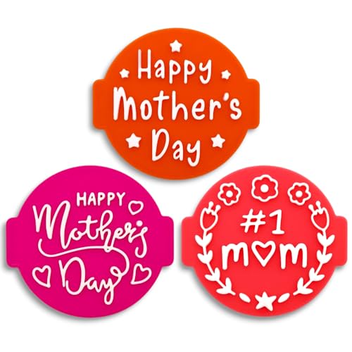 Happy Mother's Day Lot de 3 tampons gaufrage pour fondant, glaçage, cupcakes, gâteaux, biscuits, décoration