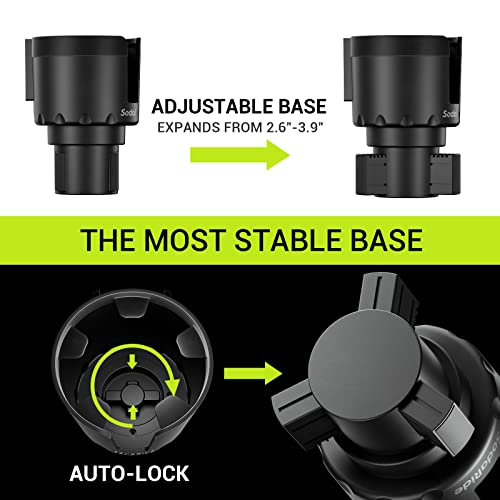 Sodaride Car Cup Holder Tray - Cup Holder Expander For Car - 3 In 1 Detachable Car Food Table Tray With Solid Base - Road Trip Essentials Car Accessories Gadgets - Fits Yeti, Hydro Flask 32/40 Oz #TOP1