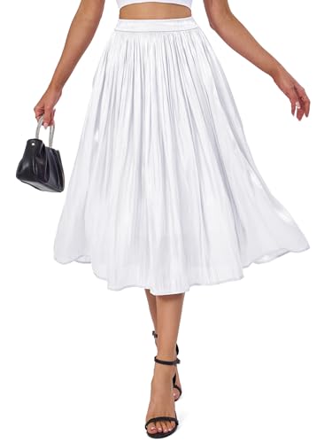 Eisnnu Damen Rock Sommer Midi Lang Glänzender Rock Elastische Taille...