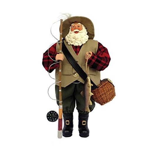 Santa's Workshop 5620 Fly Fishing Santa Figurine, Multi, 12"