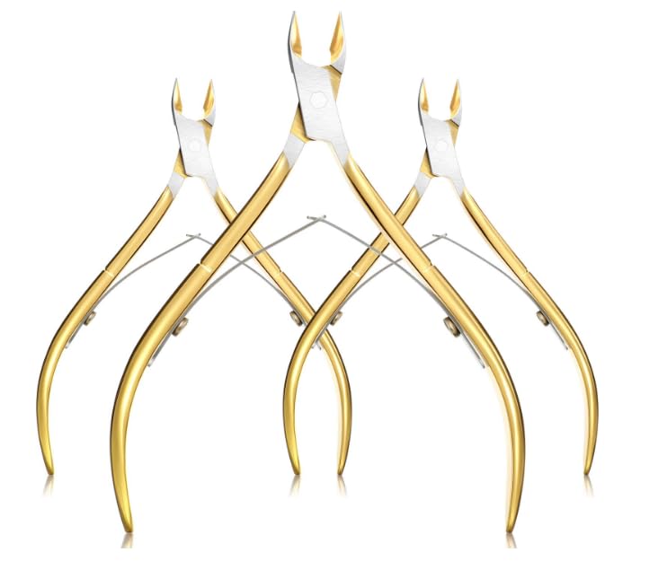 Cuticle Nippers Cuticle Cutter Stainless Steel Professional Nail Cuticle Trimmer Pointed Blade Cuticle Remover Scissors Pedicure Manicure Tool for Fingernails and Toenails (Gold)-image-36