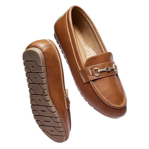 Image of BGSTGUDS Women's Wide Loafers Shoes Cute Dressy Shoes Ladies Comfort Slip Ons Work Shoes