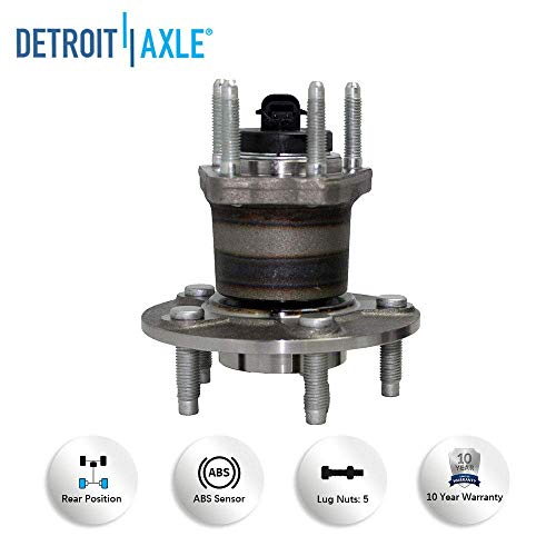 Detroitaxle - Front Struts Assembly + Front Rear Wheel Hub & Bearing + Rear Shocks Replacement For Chevy Malibu Maxx Pontiac G6 Saturn Aura - 8Pc Set #TOP5