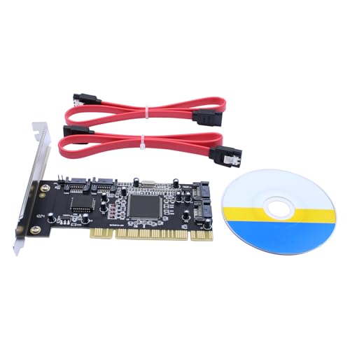 ApplianPar 4 Ports PCI SATA Raid Controller Internal Expansion Card Adapter, PCI to SATA Adapter Converter with 2 Sata Cables for Desktop PC HDD SSD 754914477846