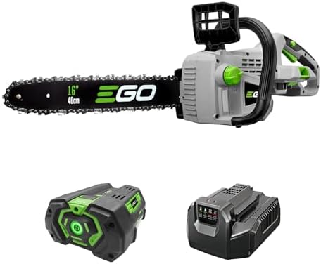 EGO CS1604 cordless chainsaw with 16-inch guide bar for hardwood cutting