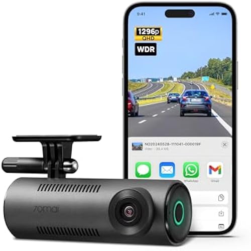 70mai Dash Cam M310, Dash Camera for Cars 1296P QHD, Smart Dash Cam Front Built in WiFi, 130° Wide-Angle FOV, WDR, Night Vision, iOS/Android Mobile App, Loop Recording, Parking Monitor, Time-Lapse