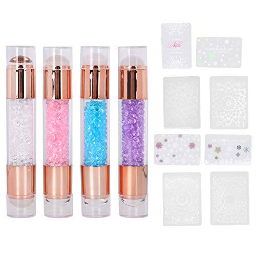 4Sets Manicure Art Stampers Silicone Stamp Pens Nail Stamping Plates Double Ended W/Nail Seal Plate Manicure Stamp Pen For Home Nail Salon Use #TOP22