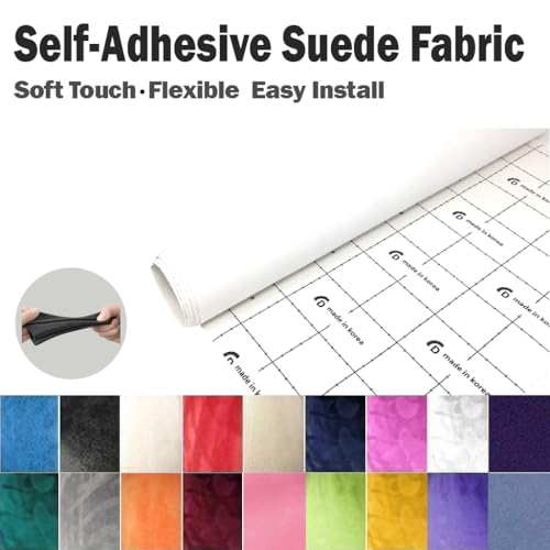 Image of Suede Fabric Wrap - Self Adhesive Film Sticker Silky Decal Sheet for Car Interior Furniture Upholstery DIY Elastic Stretch Peel and Stick (White, 17.5 in x 70 inch)