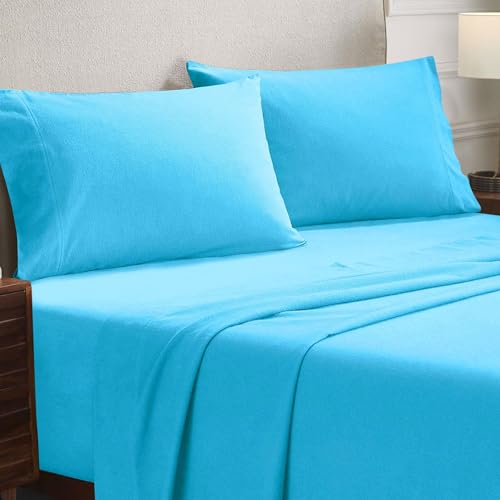 Superior Paisley or Solid Flannel Cotton Pillowcases, Pillow Case 2 Pack, Vintage Floral Pillow Covers, Fuzzy Warm Bedding Basics, Soft Bedroom Essentials, Bed Accents, Set of 2, Standard, Blue