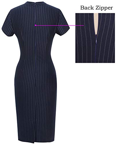 VFSHOW Womens Tie Neck Slim Work Business Office Church Career Bodycon Pencil Sheath Dress4