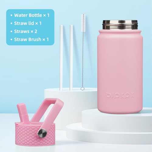 Image of BJPKPK Insulated Water Bottle, 15oz Stainless Steel with Straw Lid