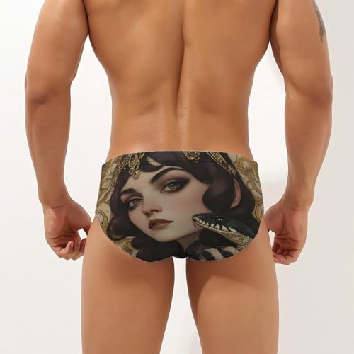 Serpent-Goddesses-Snake Men's Swimming Trunks Briefs Beach Swimwear Low Rise Bikini Swimsuit Print Bathing Suit2